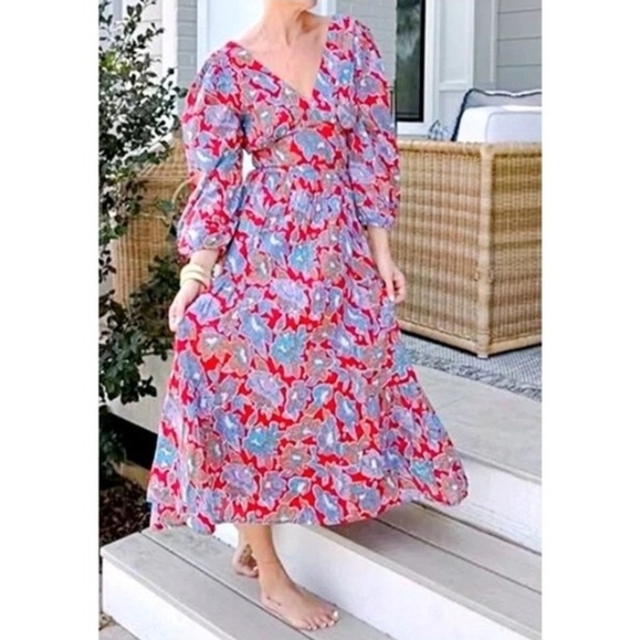 Caroline Costas Smocked Floral Print Dress - Picture 7 of 7